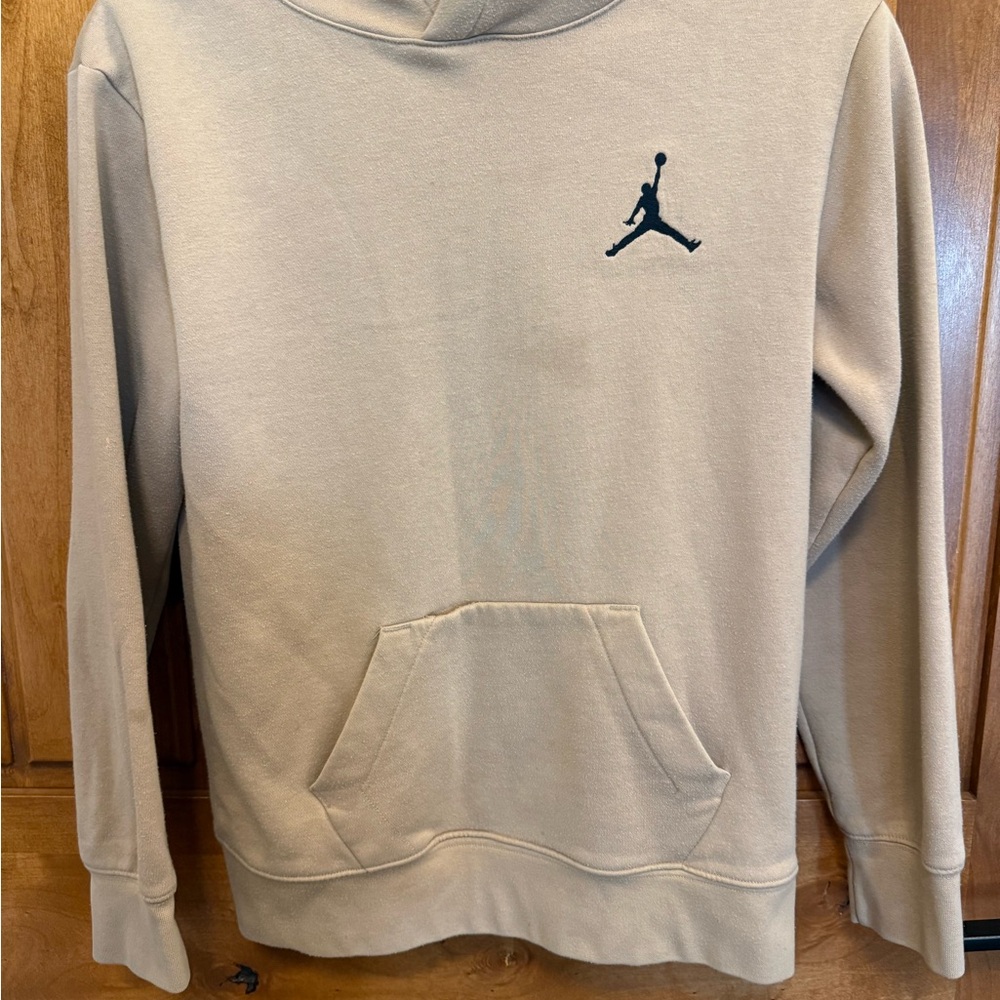 Boy Jordan Beige Hoodie with Black Logo